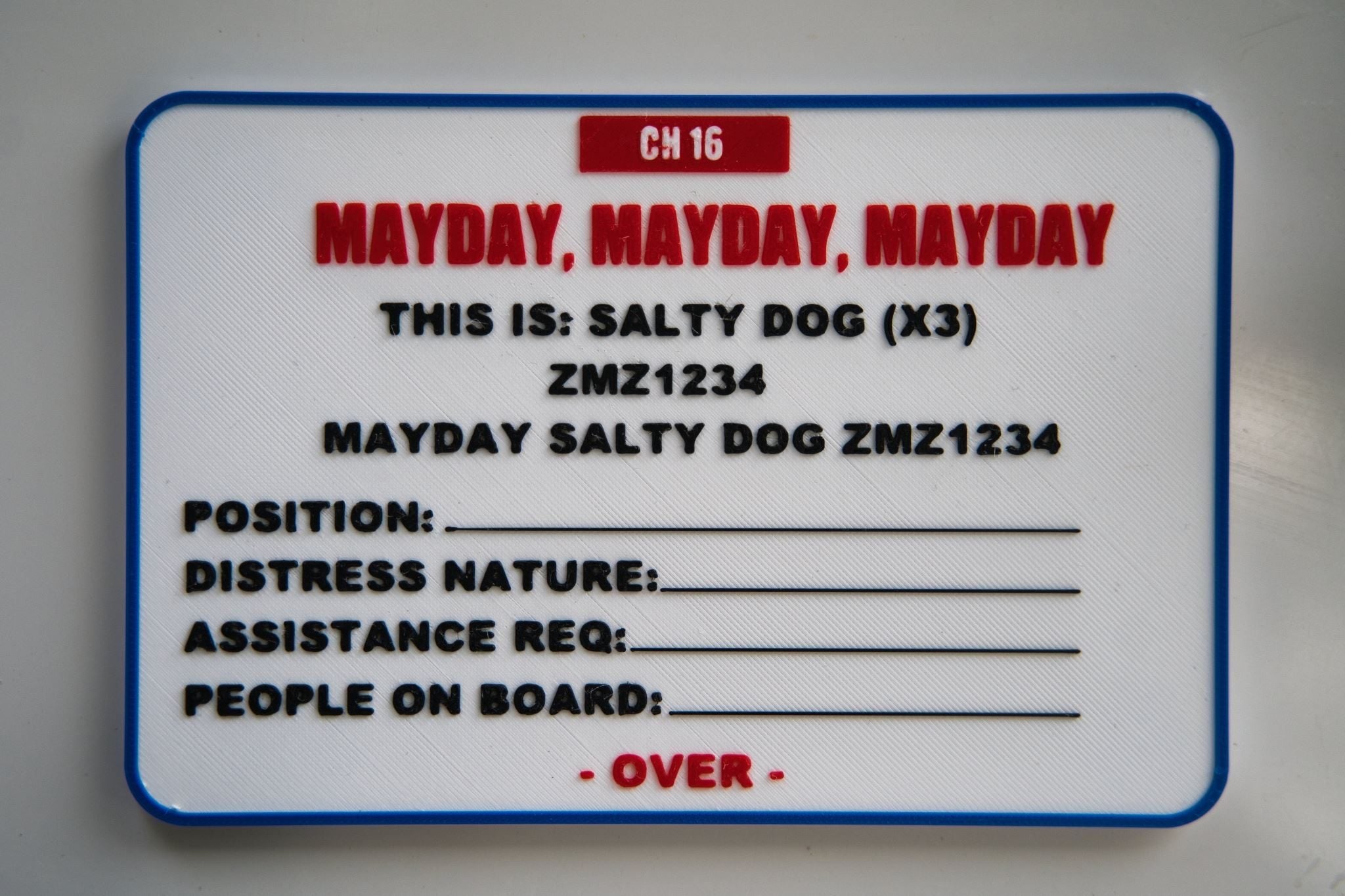 Custom VHF Marine Mayday Distress Sign | Premium UV-Resistant