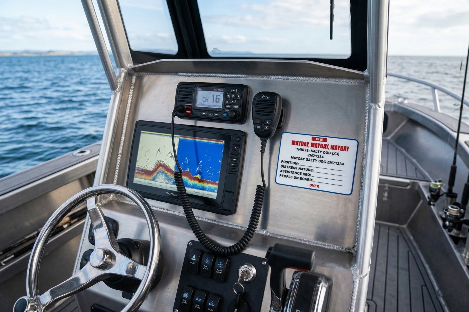Custom VHF Marine Mayday Distress Sign | Premium UV-Resistant