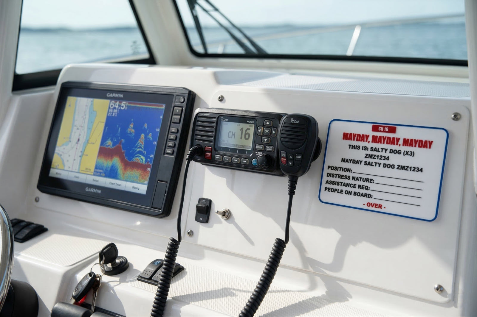 Custom VHF Marine Mayday Distress Sign | Premium UV-Resistant